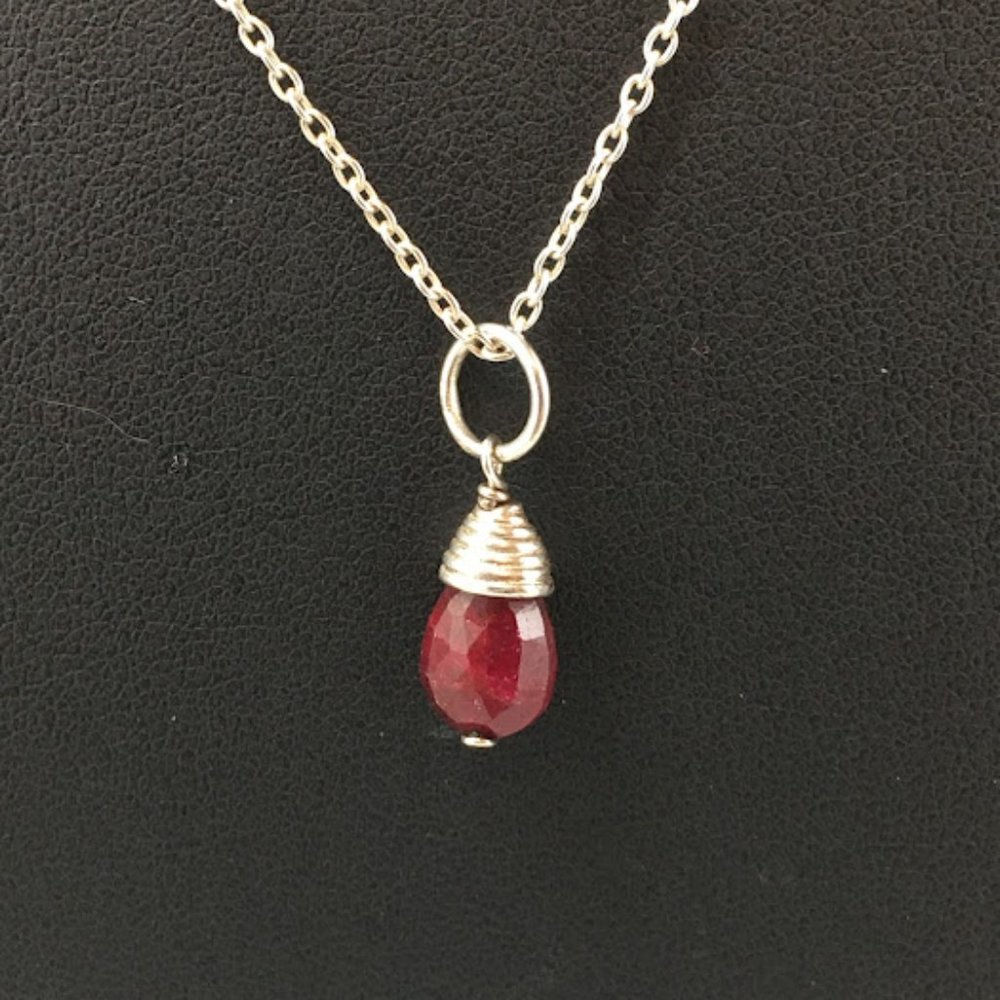 Stella & Dot Sterling Silver Ruby Gemstone Pendan… - image 1